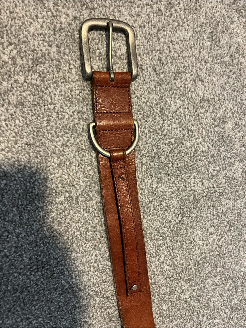American Eagle Outfitters Brown Leather Belt with Silver-Tone Buckle
